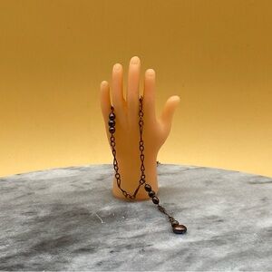 Vintage gunmetal silver chain w/ pearl drop 925 - 00G08V